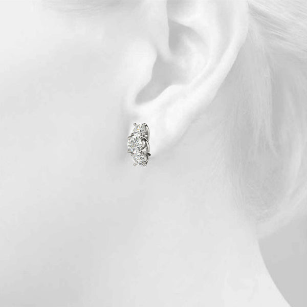 5 CT 3 stone  Earrings