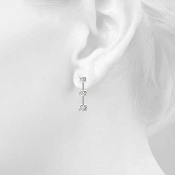 1 CT 3 stone  Earrings