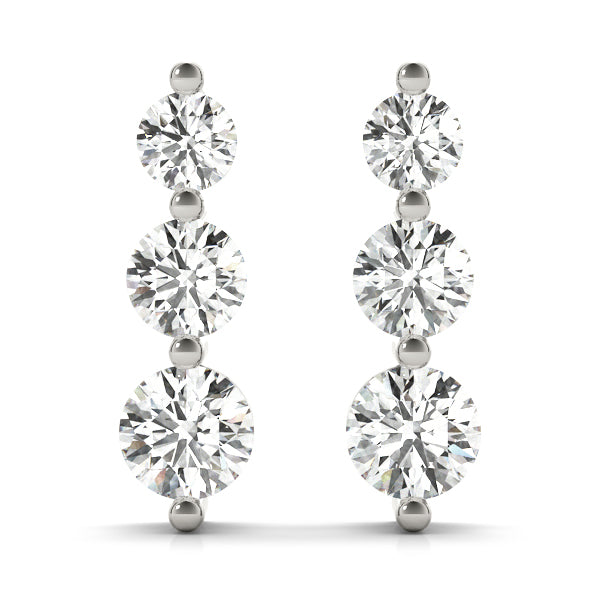 1 CT 3 stone  Earrings