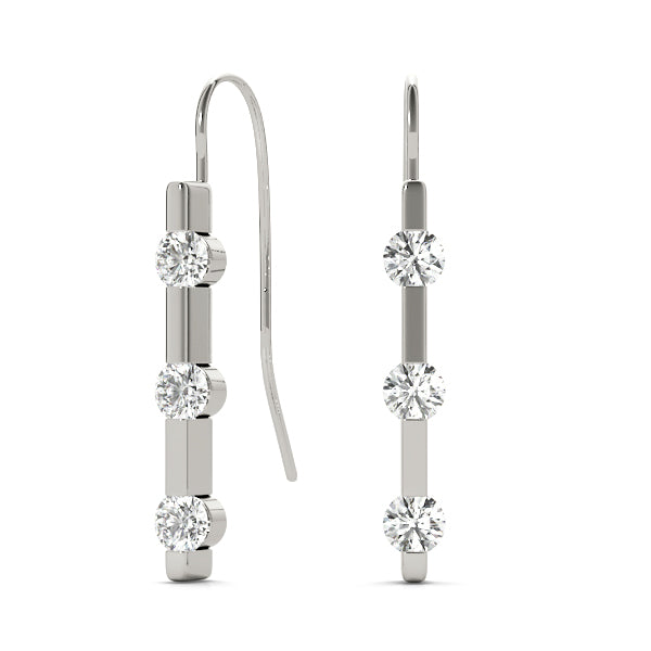 3/4 CT 3 stone  Earrings