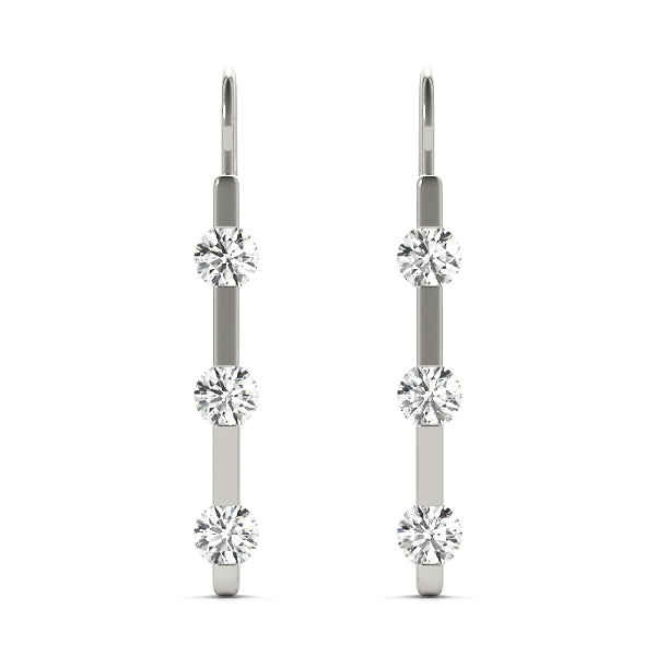 3/4 CT 3 stone  Earrings