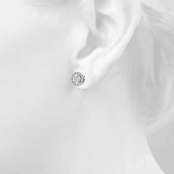 3/4 CT Halo Earrings