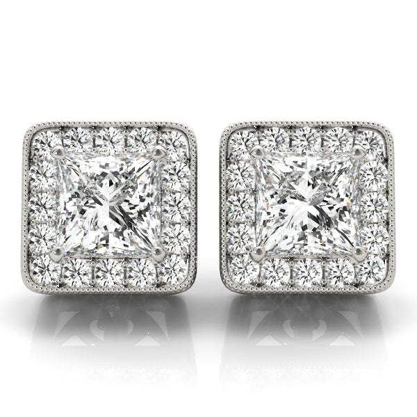 6X6 MM Halo Earrings