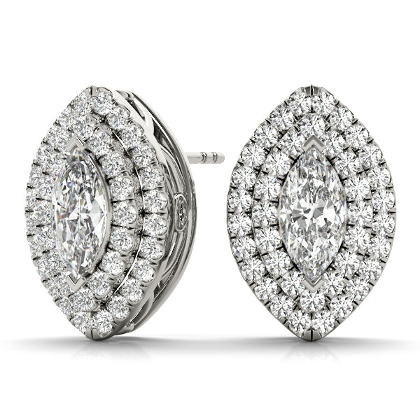 12X6 MM Halo Earrings