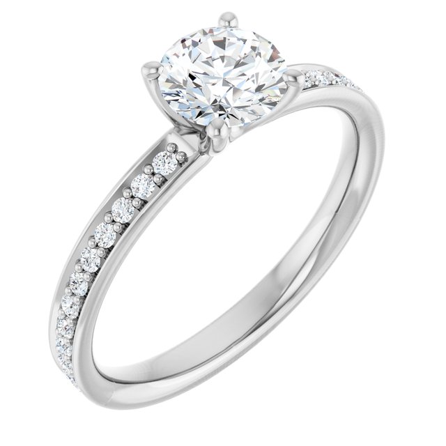 14K White 5.8 mm Round 1/6 CTW Natural Diamond Semi-Set Engagement Ring