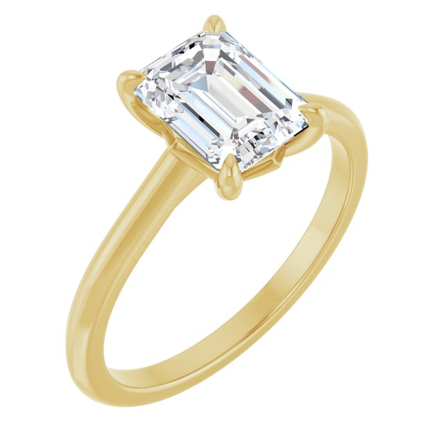 14K Yellow 8x6 mm Emerald Solitaire Engagement Ring Mounting