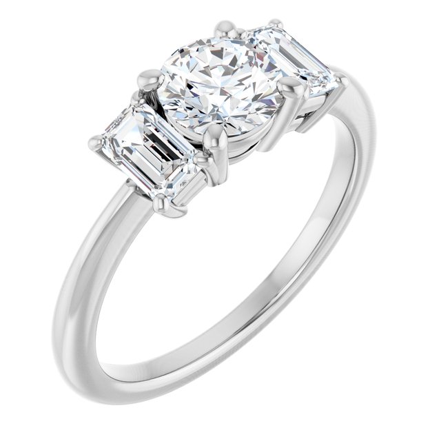 14K White 5.8 mm Round 3/4 CTW Natural Diamond Semi-Set Engagement Ring