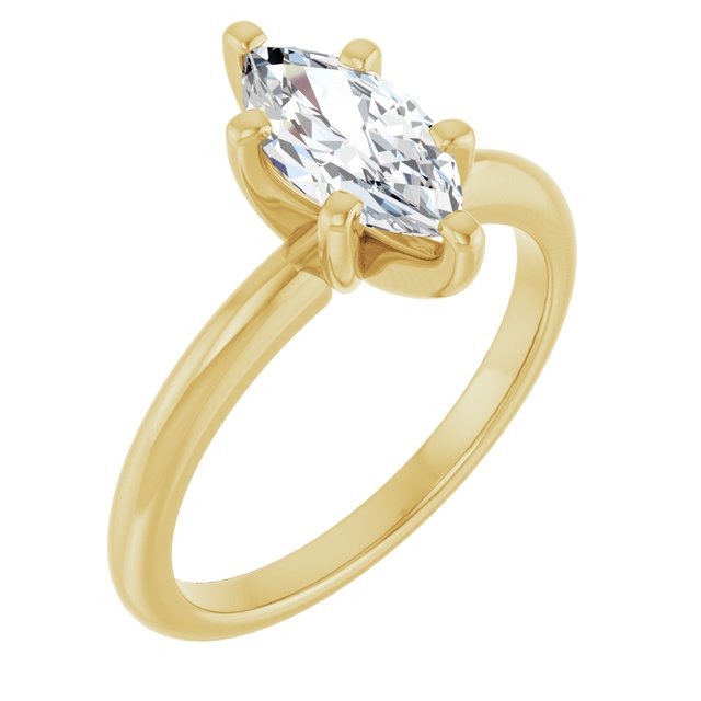 14K Yellow  10x5 mm Marquise Solitaire Engagement Ring Mounting