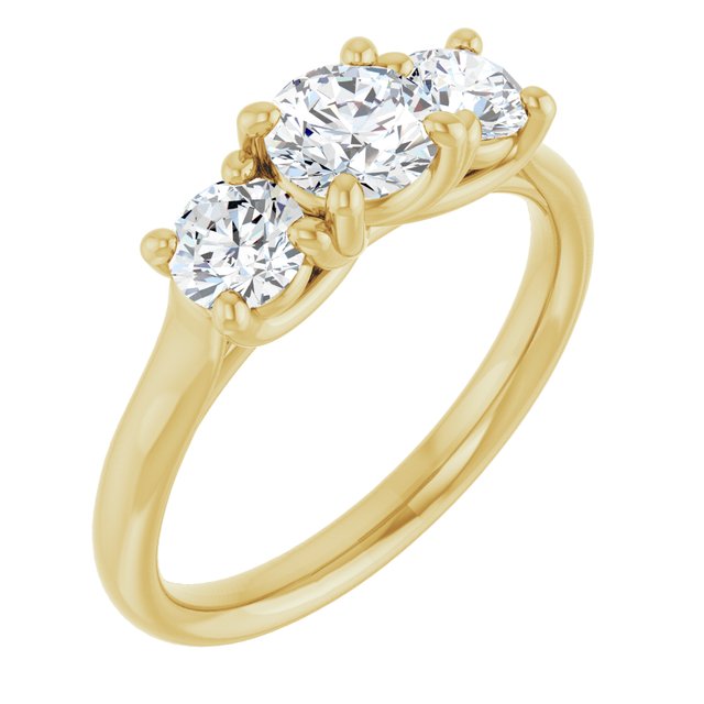 14K Yellow 5.2 mm Round 5/8 CTW Lab-Grown Diamond Semi-Set Engagement Ring