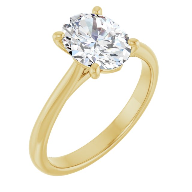 14K Yellow 9x7 mm Oval Solitaire Engagement Ring Mounting