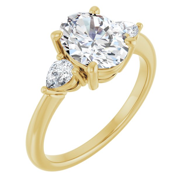 14K Yellow 9x7 mm Oval 1/4 CTW Lab-Grown Diamond Semi-Set Engagement Ring