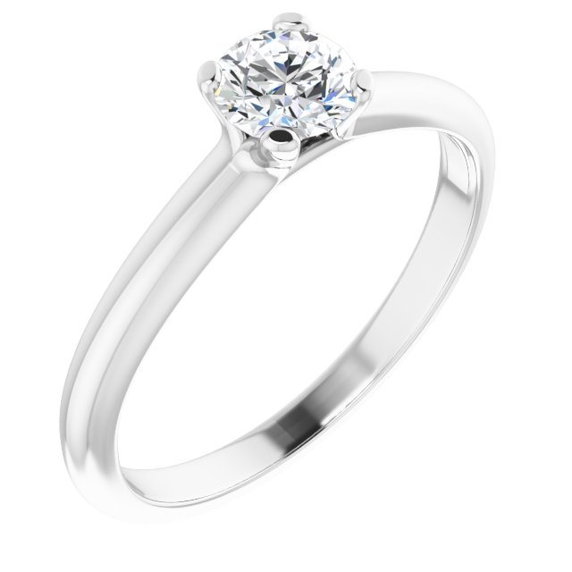 14K White 4.8 mm Round Solitaire Engagement Ring Mounting