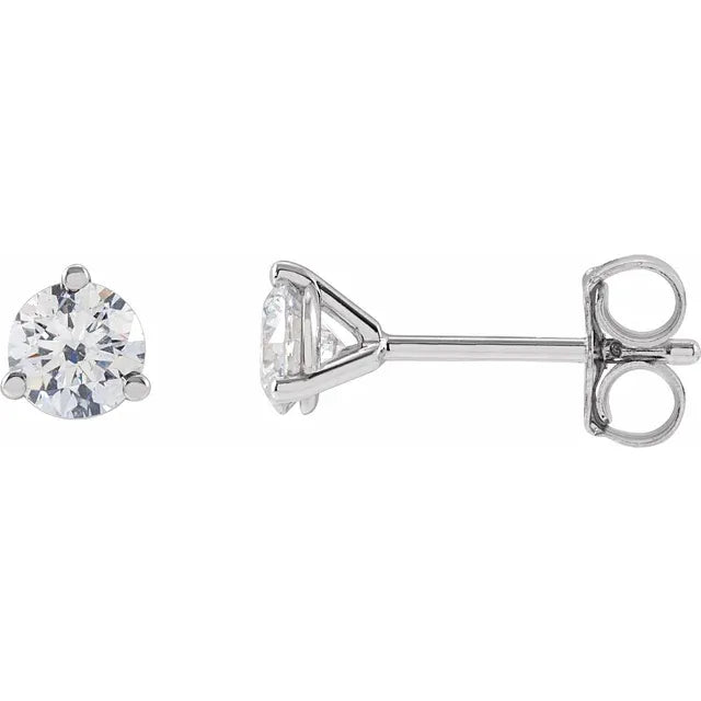 3 Prong Lab-Grown Diamond Friction Back Earrings